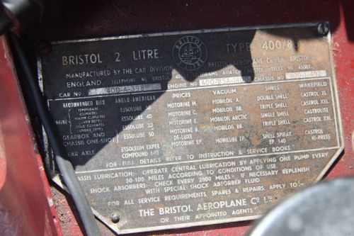 Bristol 400 Leith chassis plate